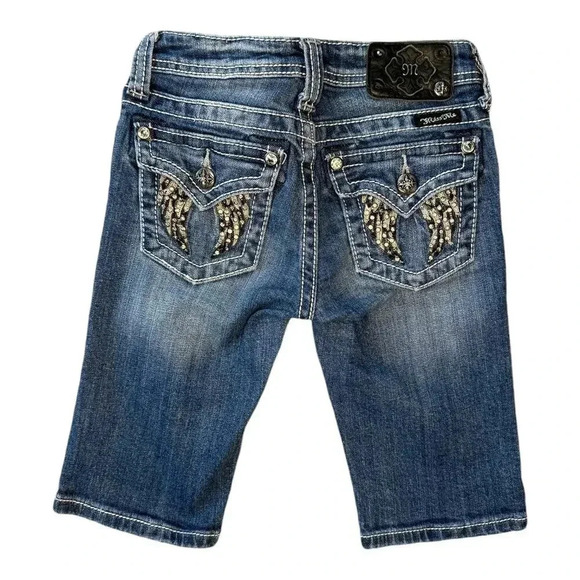 Miss Me Girls' Bermuda Denim Shorts Size 10 Blue Distressed Casual - Picture 2 of 7